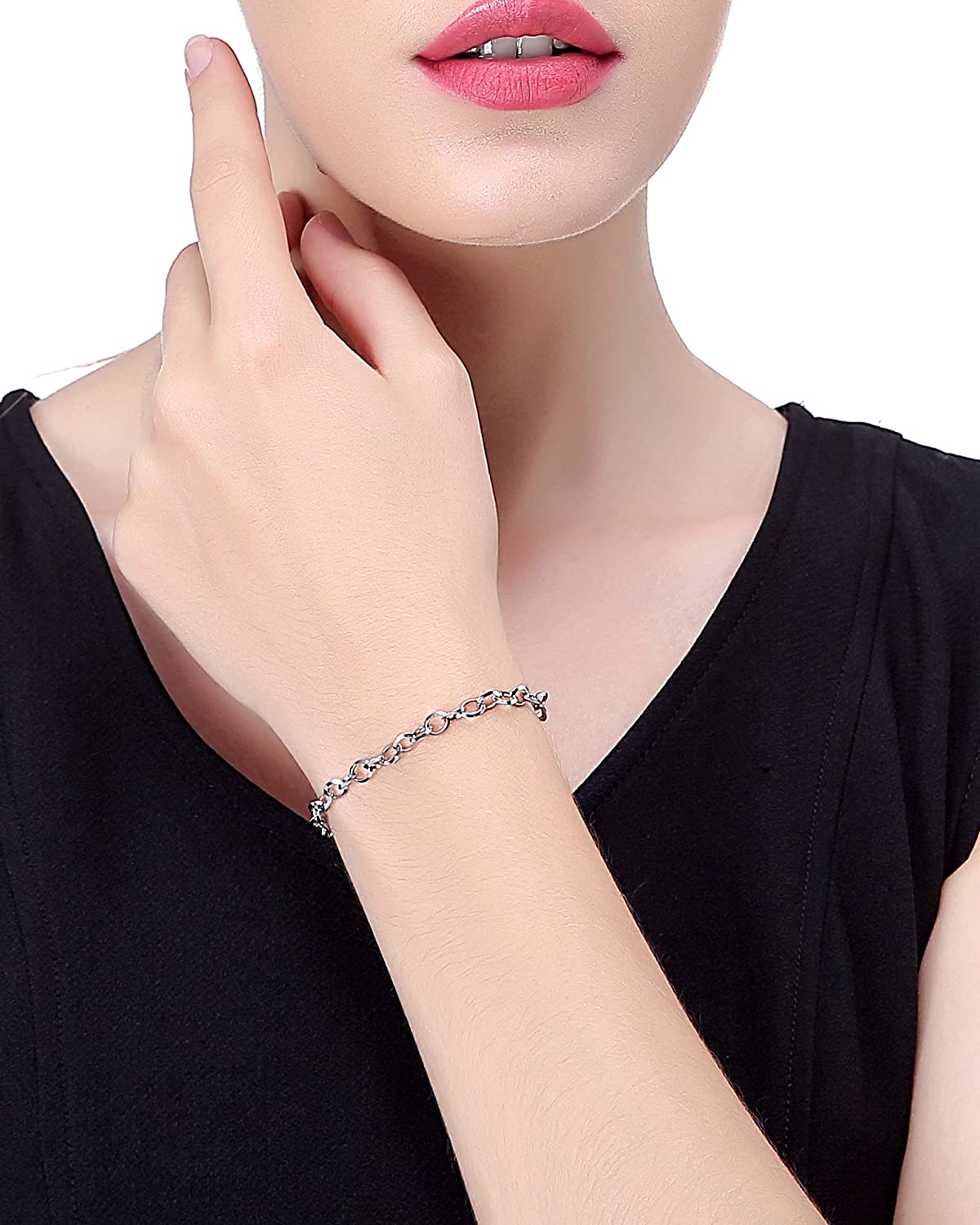 Jstyle Jewelry Women's Heart Charm Bracelets Stainless Steel Link Bracelet Birthday Gifts for Women Jewelry - Image 6